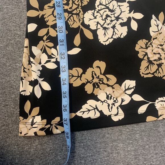 Vintage BCBGMaxazria Dress Womens Small 90s Y2K Floral Faux Wrap Black Tan S - Picture 7 of 7